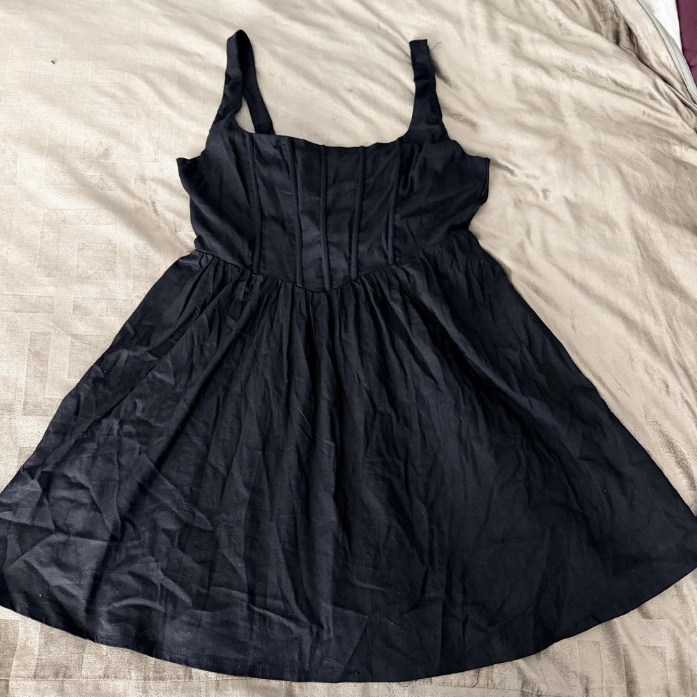 Kiss The Sky Dress Womens XL Black Corset Lace Up Fit & Flare Mini Party Whimsy